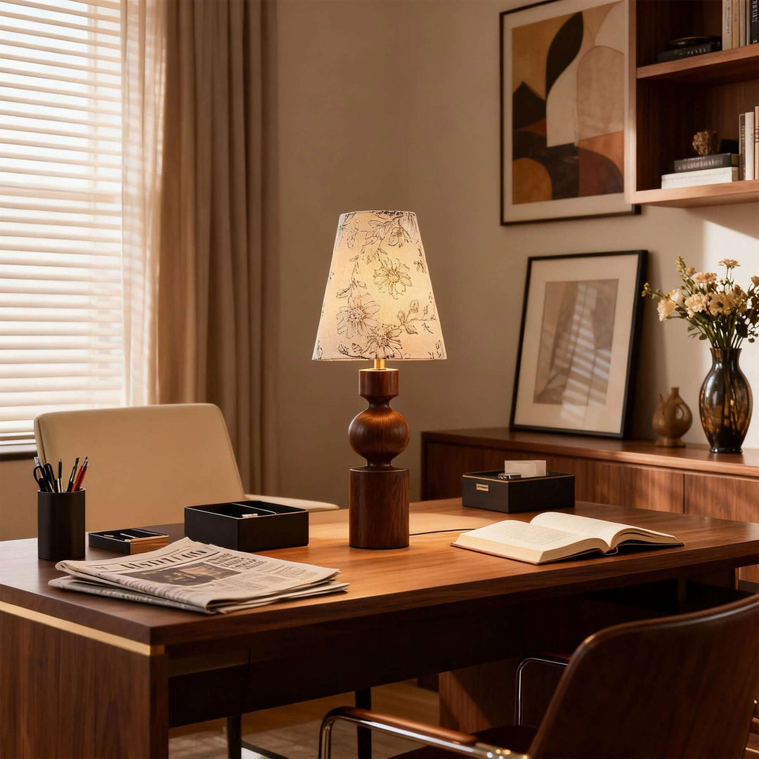 Dorvia Table Lamp – Mid-Century Vintage Fabric Bedside