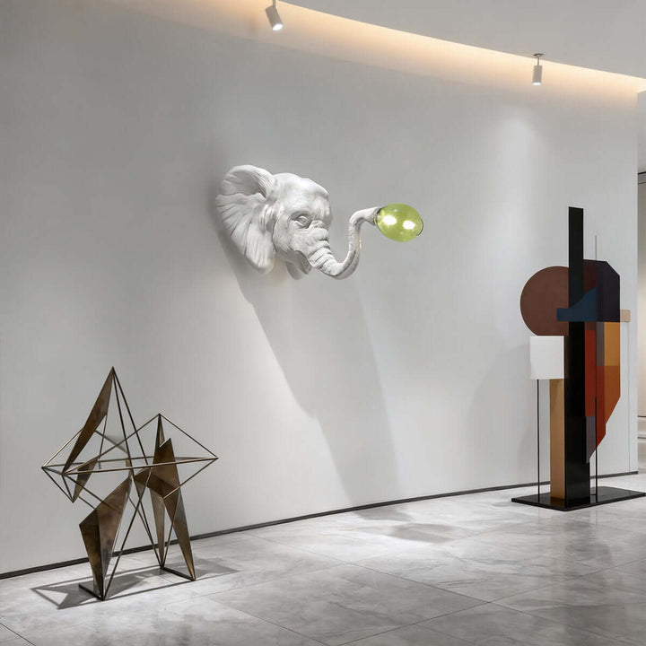 Elephant Sculpture Wall Lamp | Creative Elephant Art Resin Decoration