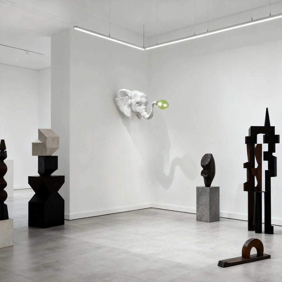 Elephant Sculpture Wall Lamp | Creative Elephant Art Resin Decoration