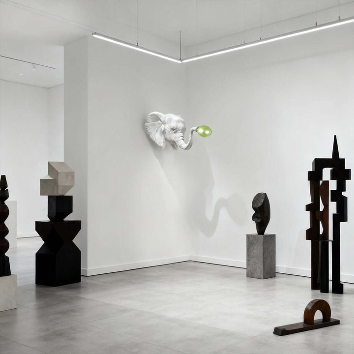 Elephant Sculpture Wall Lamp | Creative Elephant Art Resin Decoration