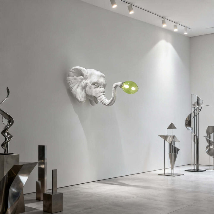 Elephant Sculpture Wall Lamp | Creative Elephant Art Resin Decoration