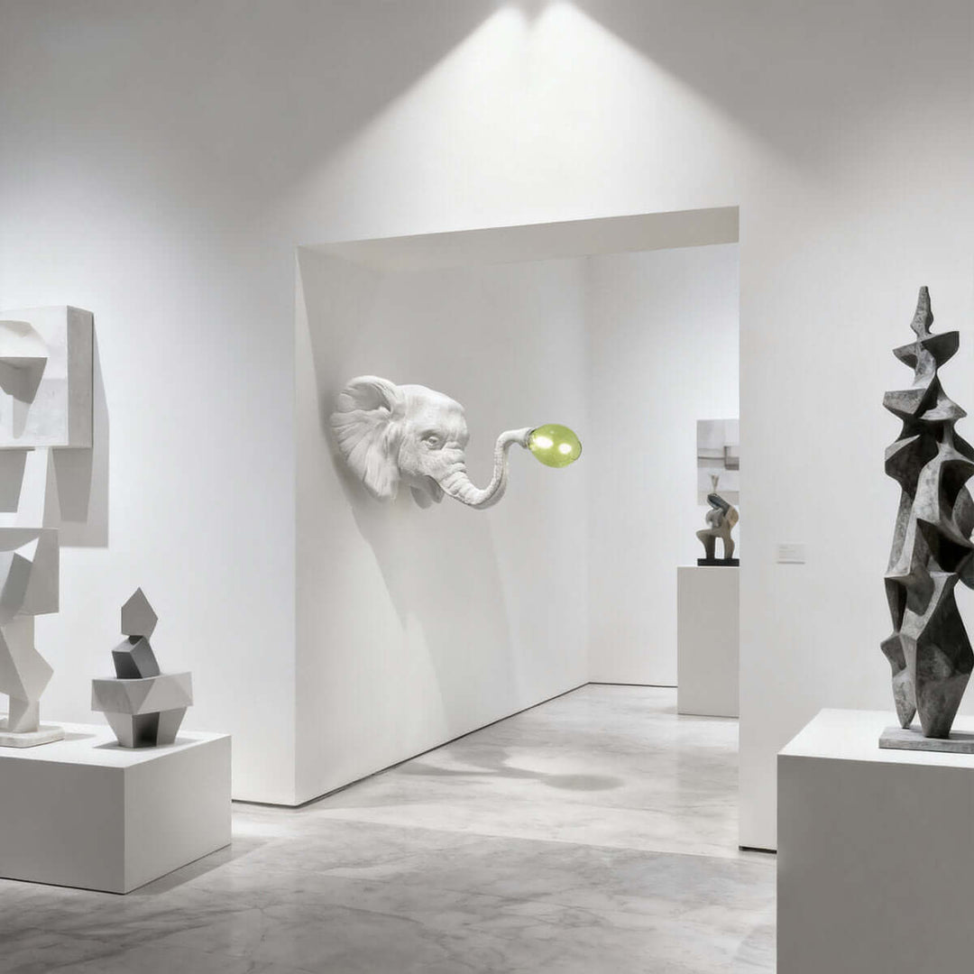 Elephant Sculpture Wall Lamp | Creative Elephant Art Resin Decoration