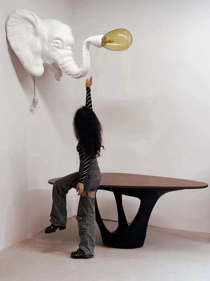 Elephant Sculpture Wall Lamp | Creative Elephant Art Resin Decoration