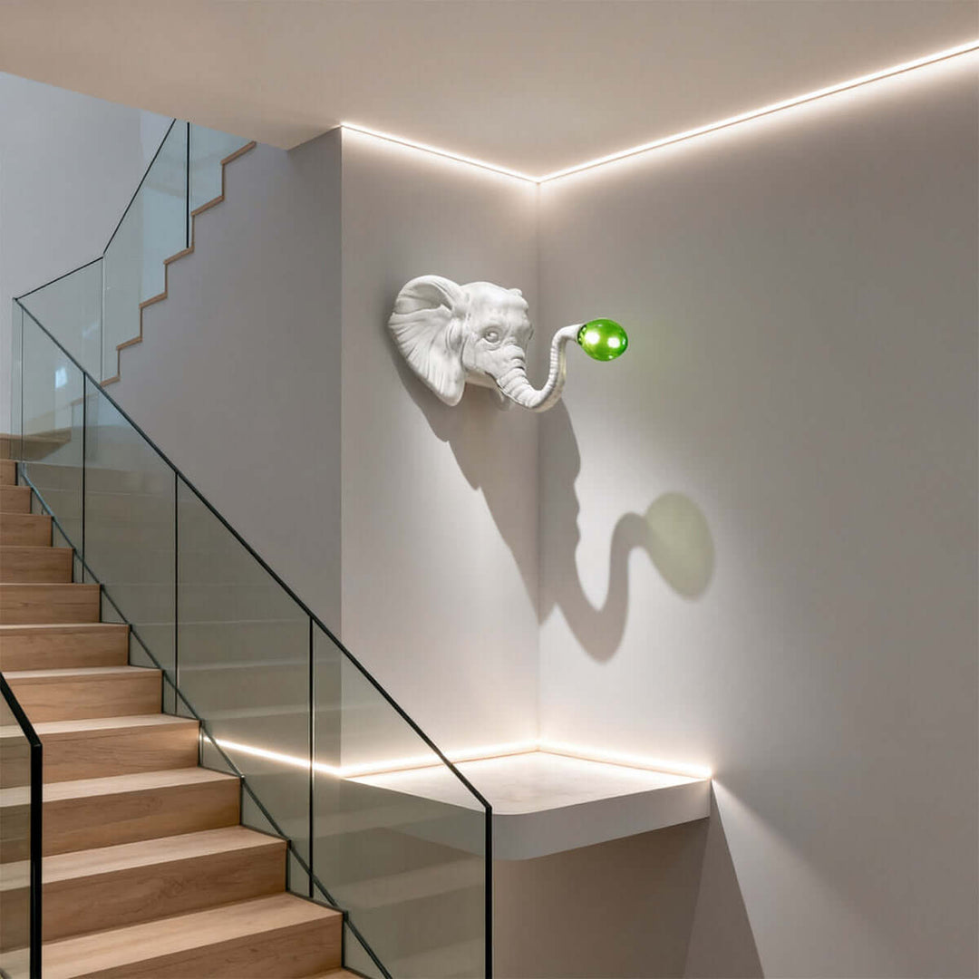 Elephant Sculpture Wall Lamp | Creative Elephant Art Resin Decoration