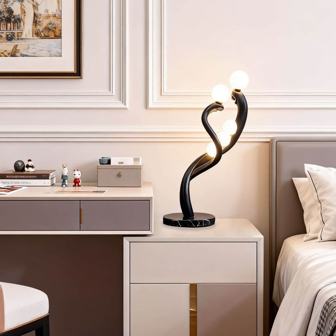 Elunza Black Sculpture Table Lamp – Decorative Living Room Light