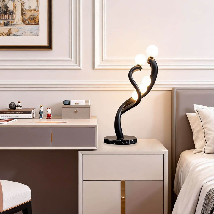 Elunza Black Sculpture Table Lamp – Decorative Living Room Light