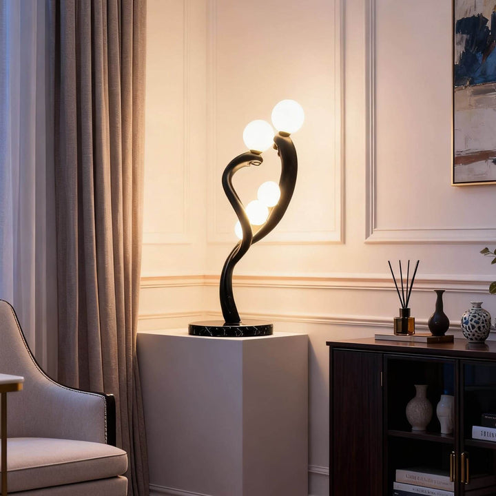 Elunza Black Sculpture Table Lamp – Decorative Living Room Light