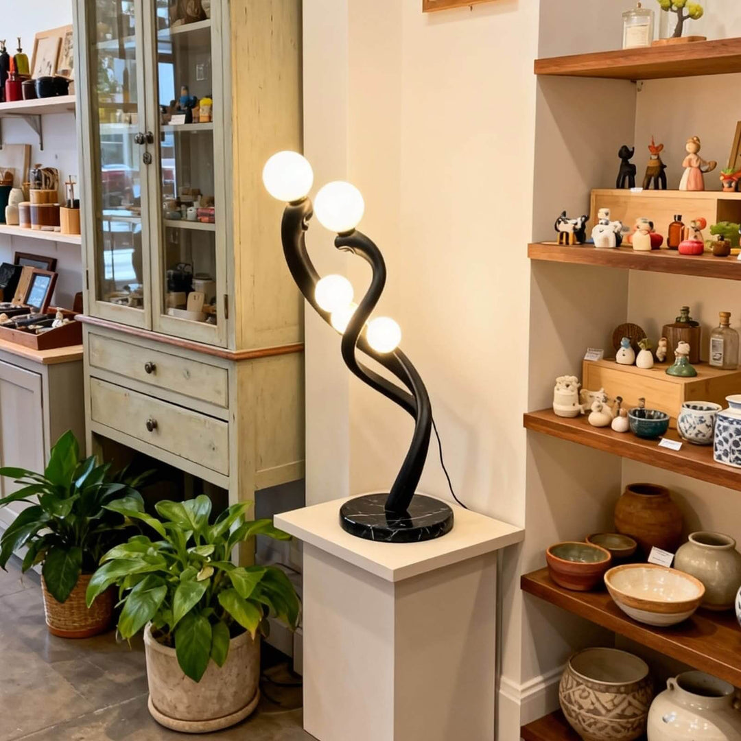 Elunza Black Sculpture Table Lamp – Decorative Living Room Light