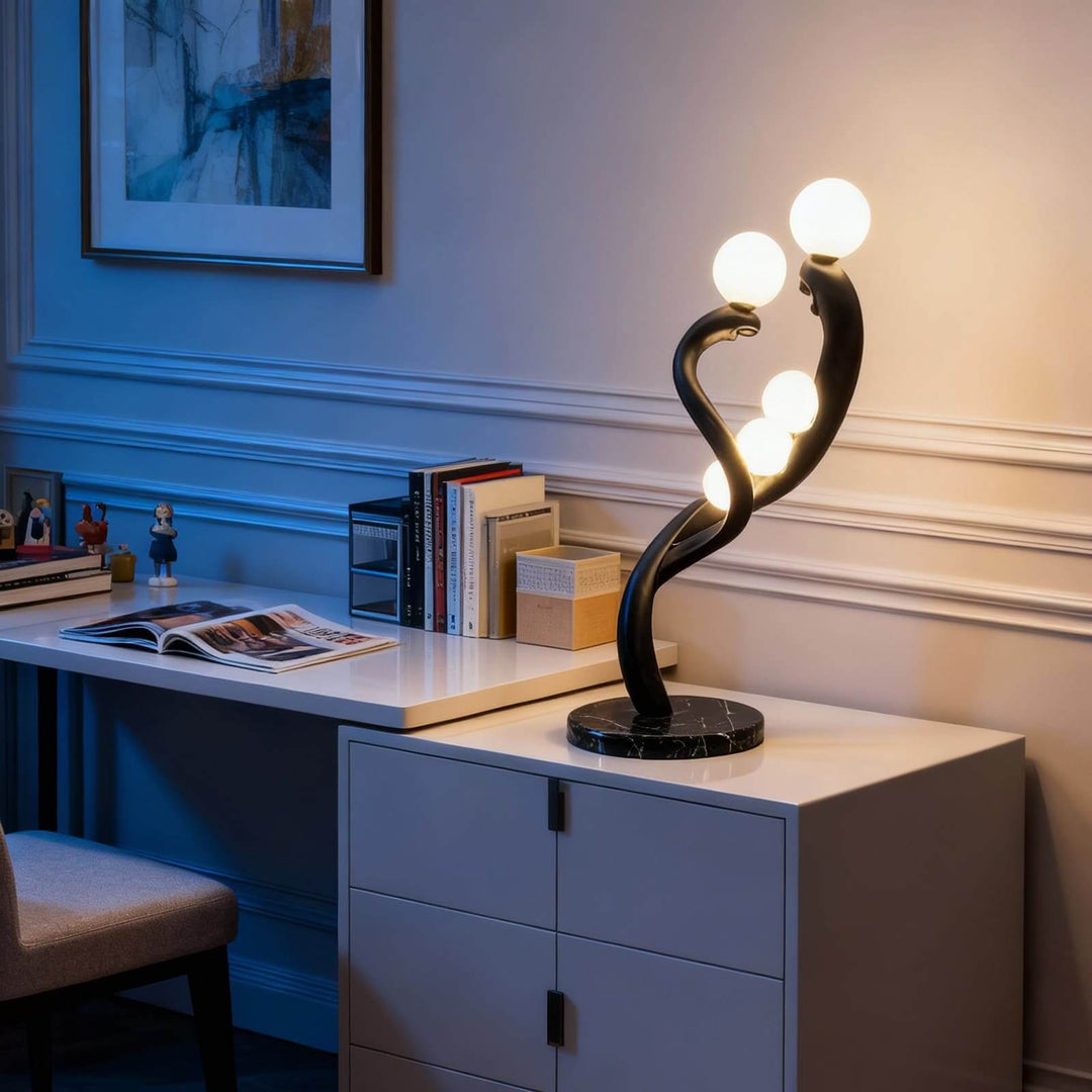 Elunza Black Sculpture Table Lamp – Decorative Living Room Light