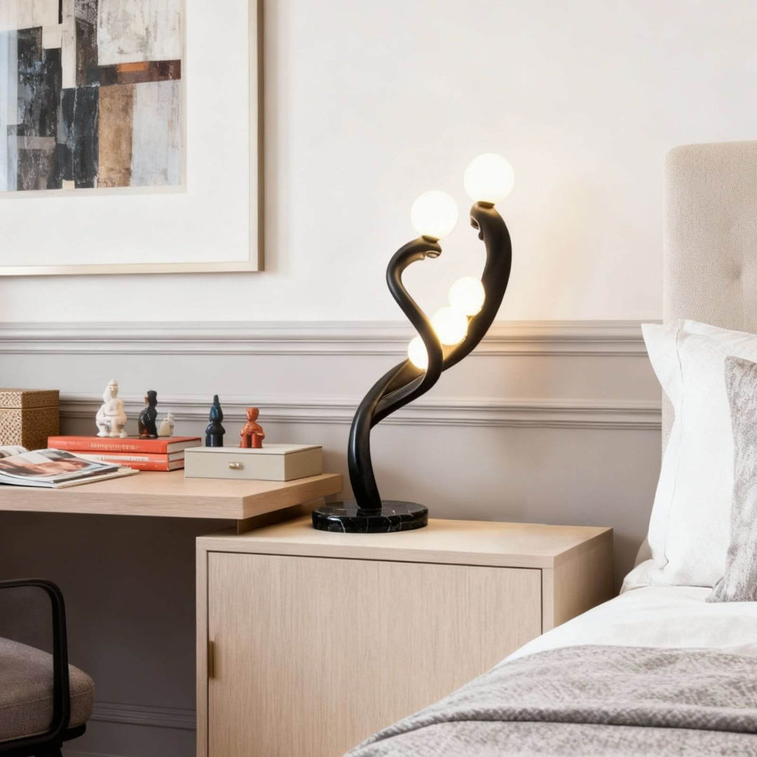 Elunza Black Sculpture Table Lamp – Decorative Living Room Light