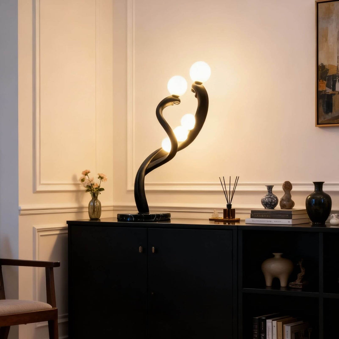 Elunza Black Sculpture Table Lamp – Decorative Living Room Light