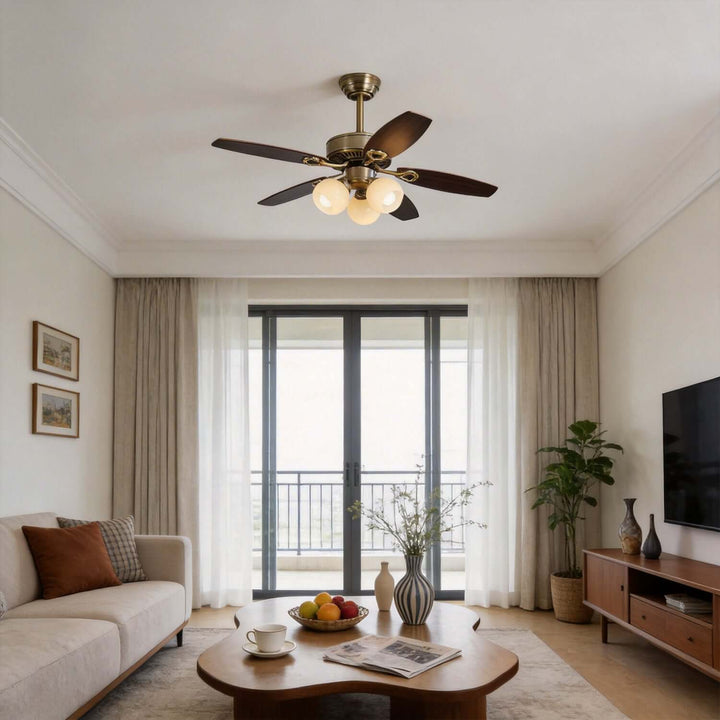Faylore Ceiling Fan Light | Retro Glass Living Room Light