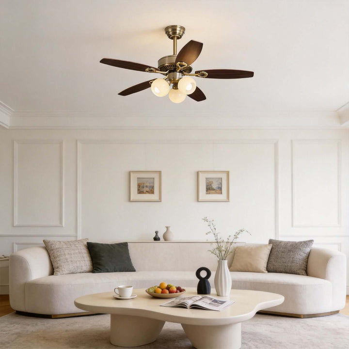 Faylore Ceiling Fan Light | Retro Glass Living Room Light