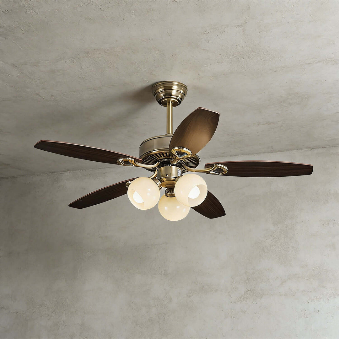 Faylore Ceiling Fan Light | Retro Glass Living Room Light