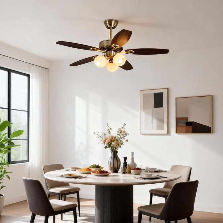 Faylore Ceiling Fan Light | Retro Glass Living Room Light
