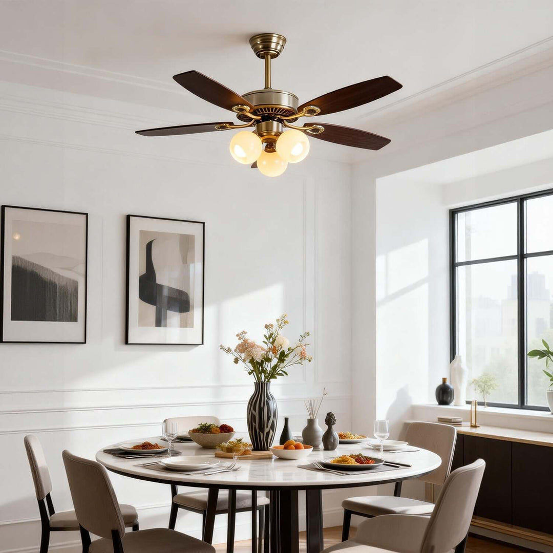 Faylore Ceiling Fan Light | Retro Glass Living Room Light