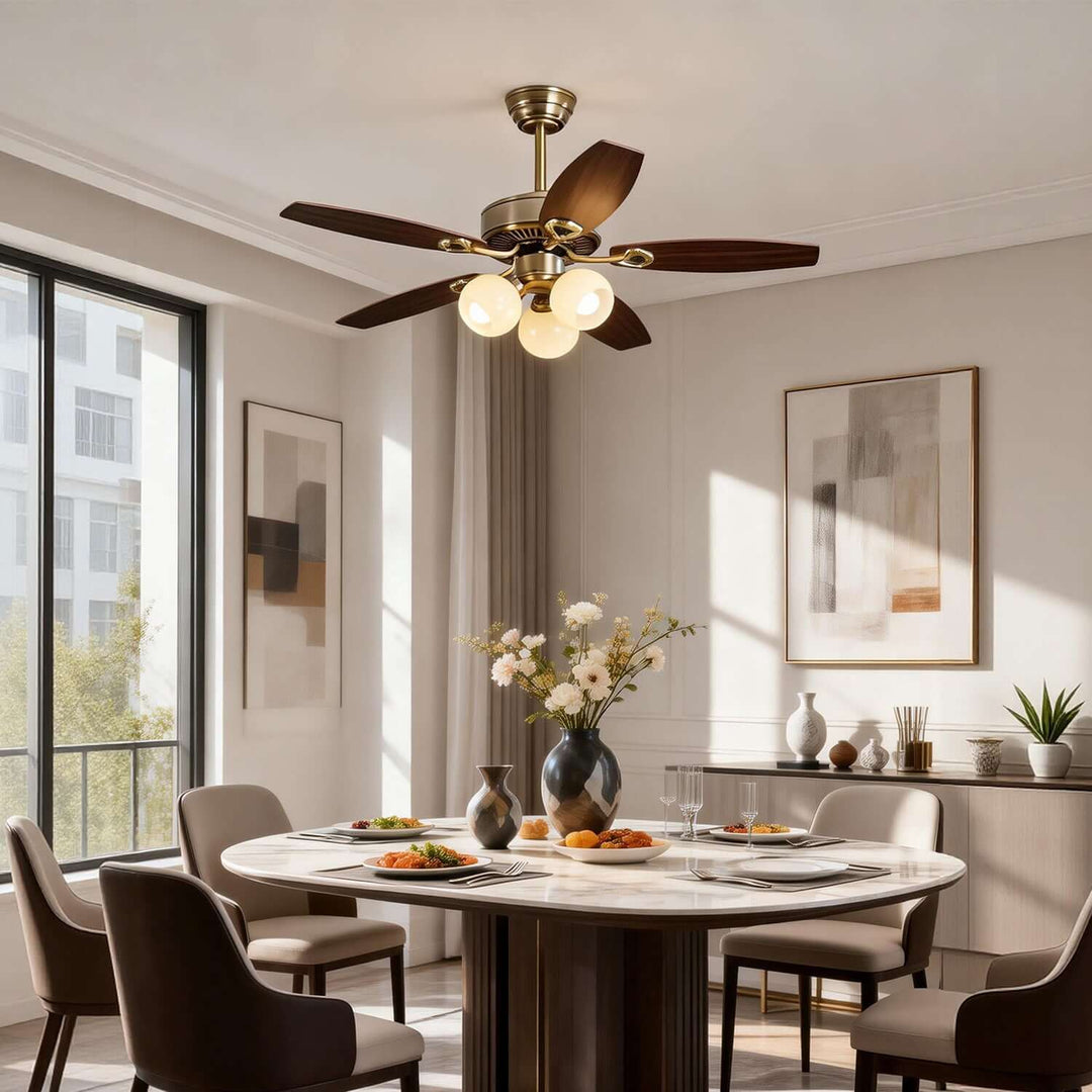 Faylore Ceiling Fan Light | Retro Glass Living Room Light