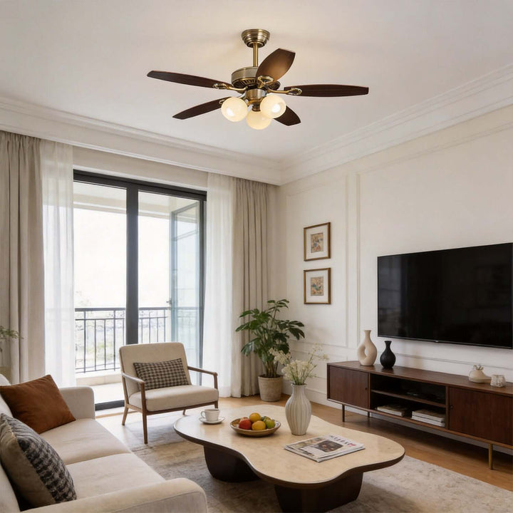 Faylore Ceiling Fan Light | Retro Glass Living Room Light