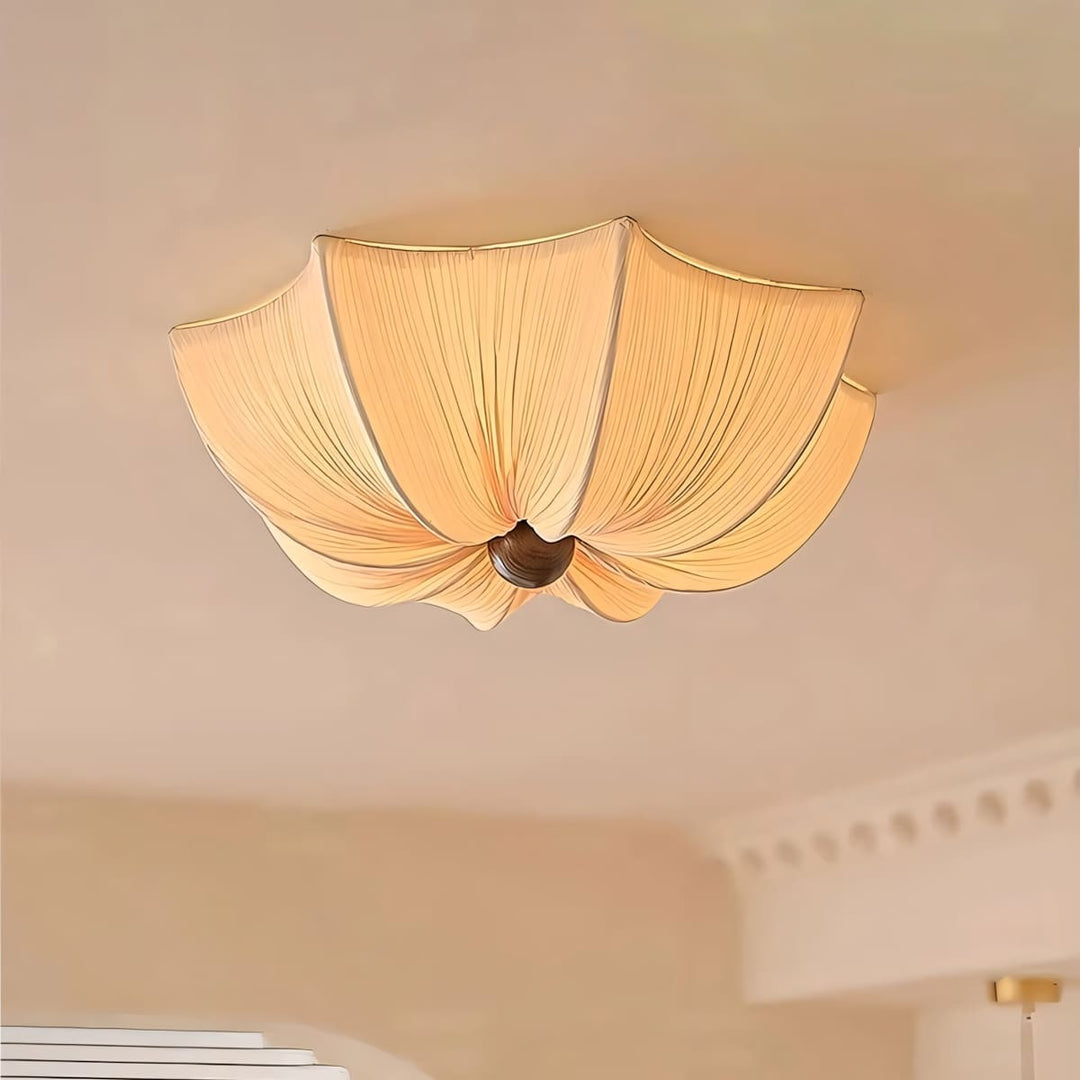 Dia 15.7-inch Feynar fabric flush mount ceiling light with warm LED illumination