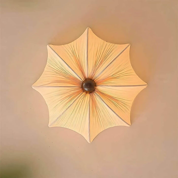 Top view of the Feynar starfish-inspired fabric ceiling light with radiating petal panels