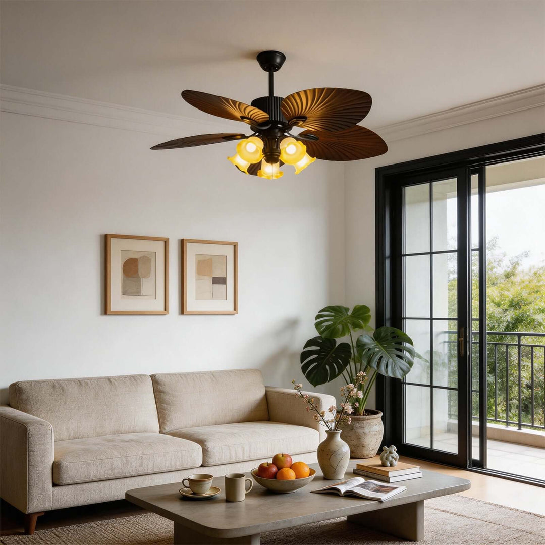 Glimz Ceiling Fan Light | Vintage Glass Living Room Light