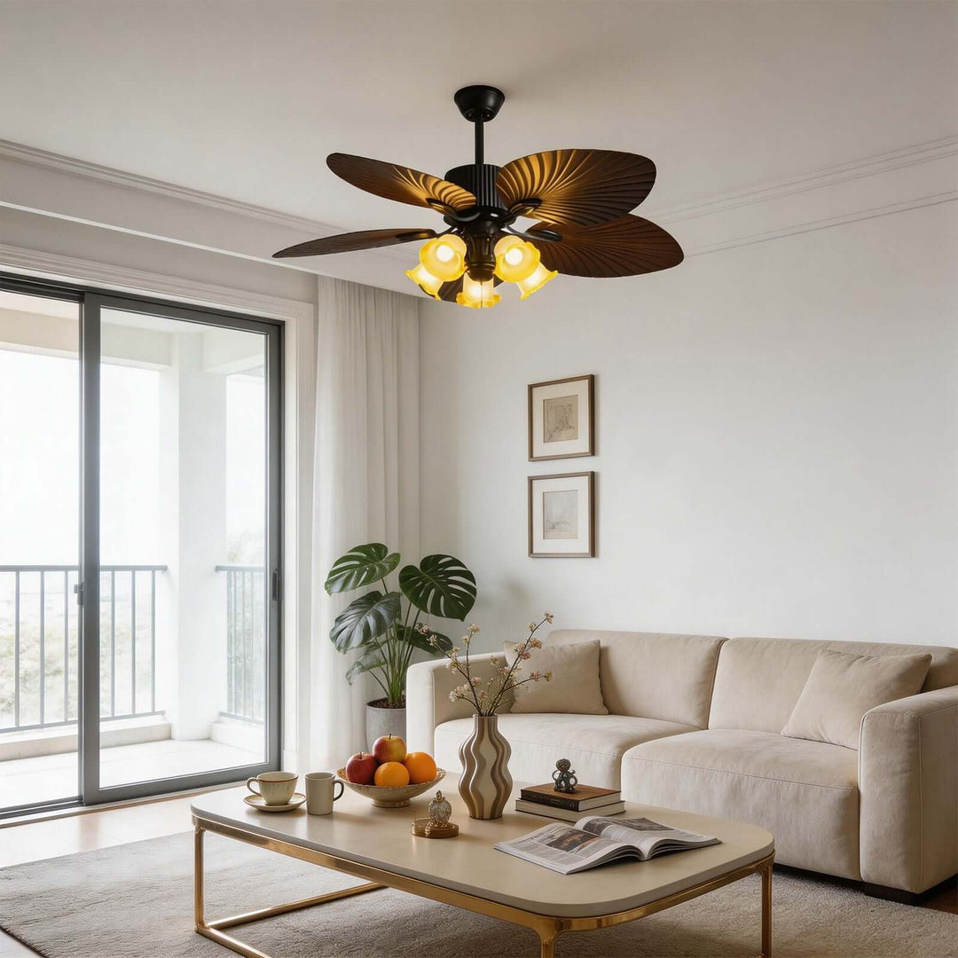 Glimz Ceiling Fan Light | Vintage Glass Living Room Light