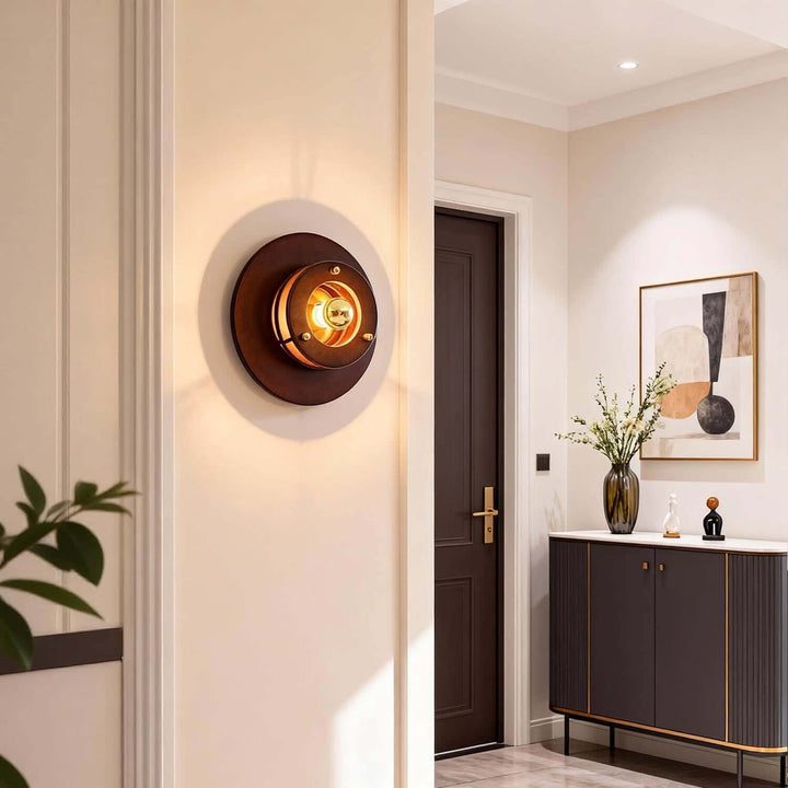 Jovila Wall Lamp - Modern French Round Wood Bedside Statement