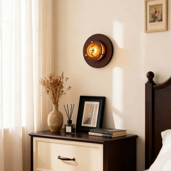 Jovila Wall Lamp - Modern French Round Wood Bedside Statement