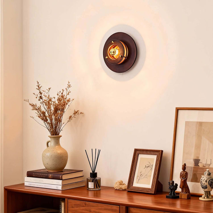 Jovila Wall Lamp - Modern French Round Wood Bedside Statement