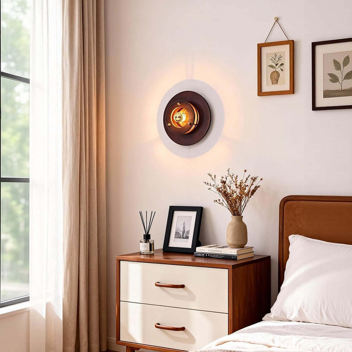 Jovila Wall Lamp - Modern French Round Wood Bedside Statement