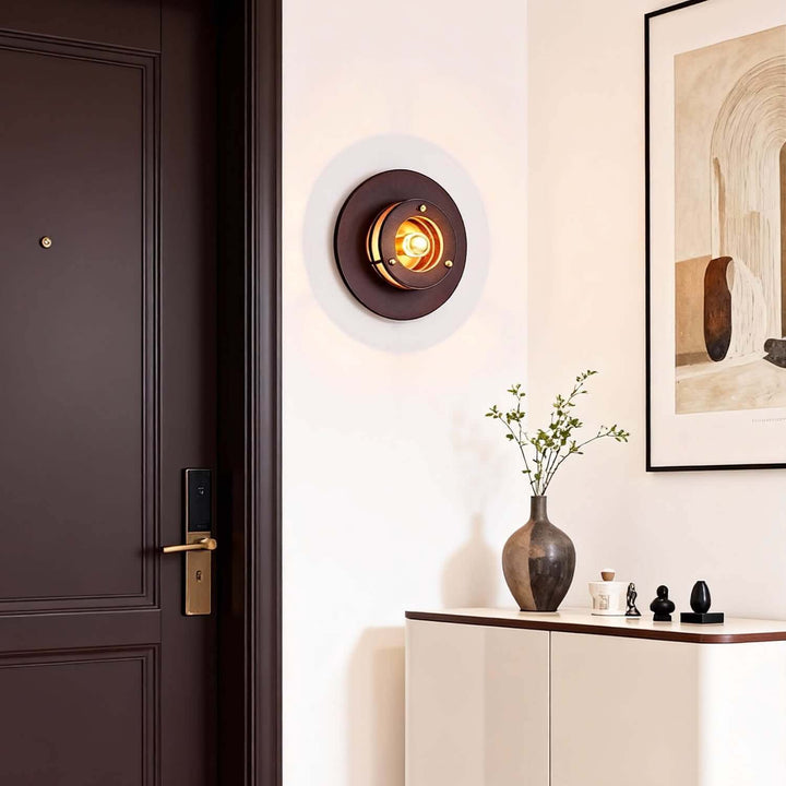 Jovila Wall Lamp - Modern French Round Wood Bedside Statement