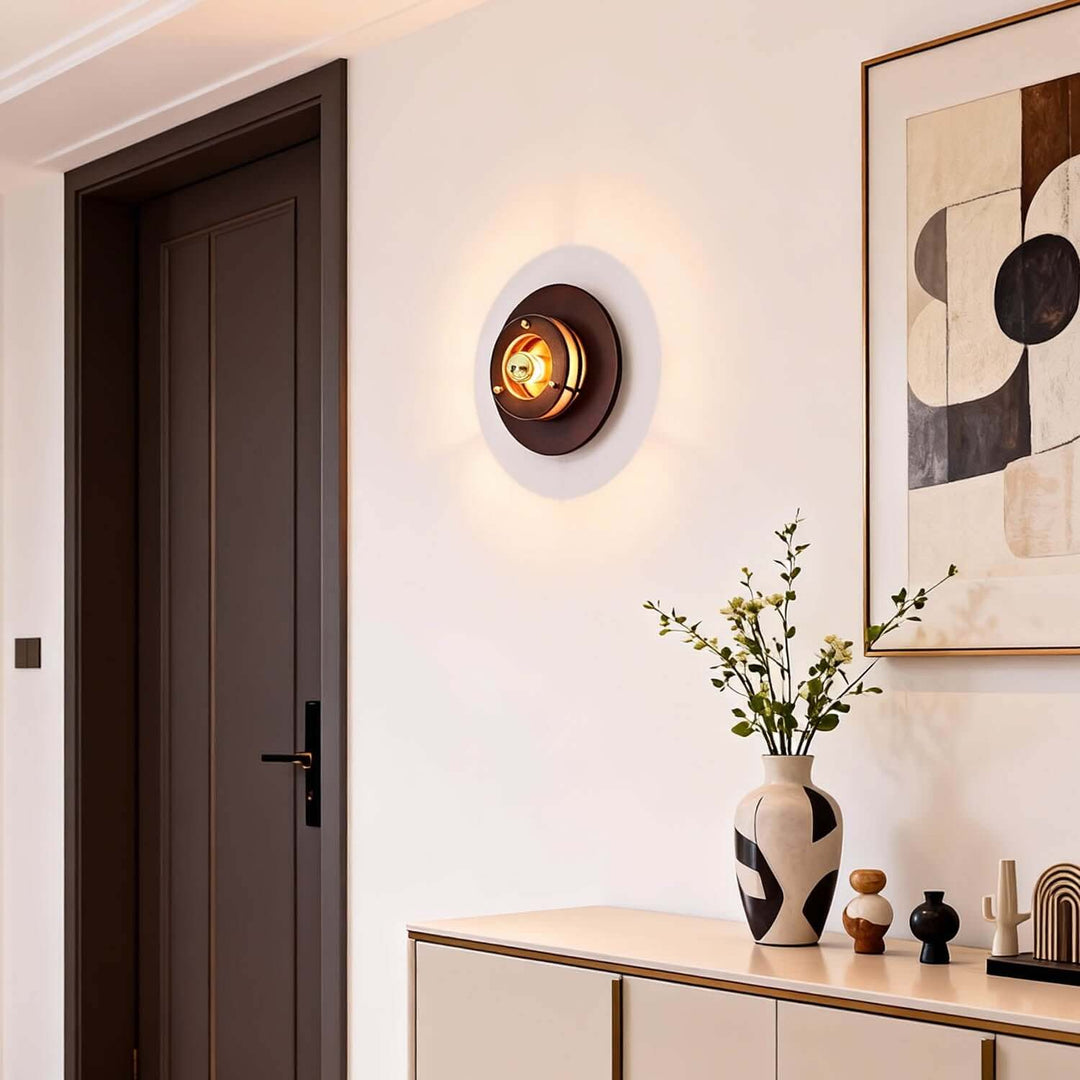 Jovila Wall Lamp - Modern French Round Wood Bedside Statement