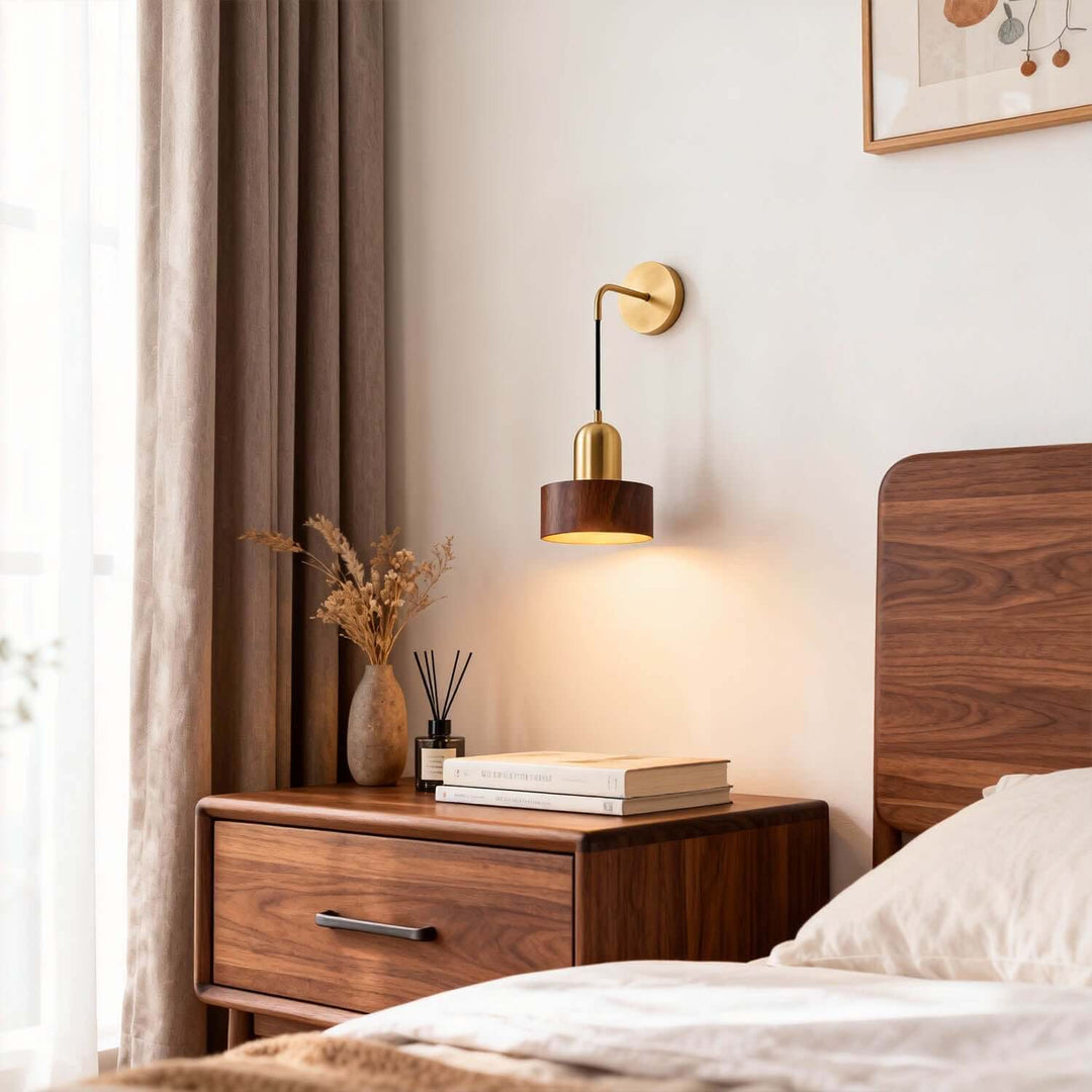 Kalvio Wall Light - Modern Minimal Wood Small Bedside Light