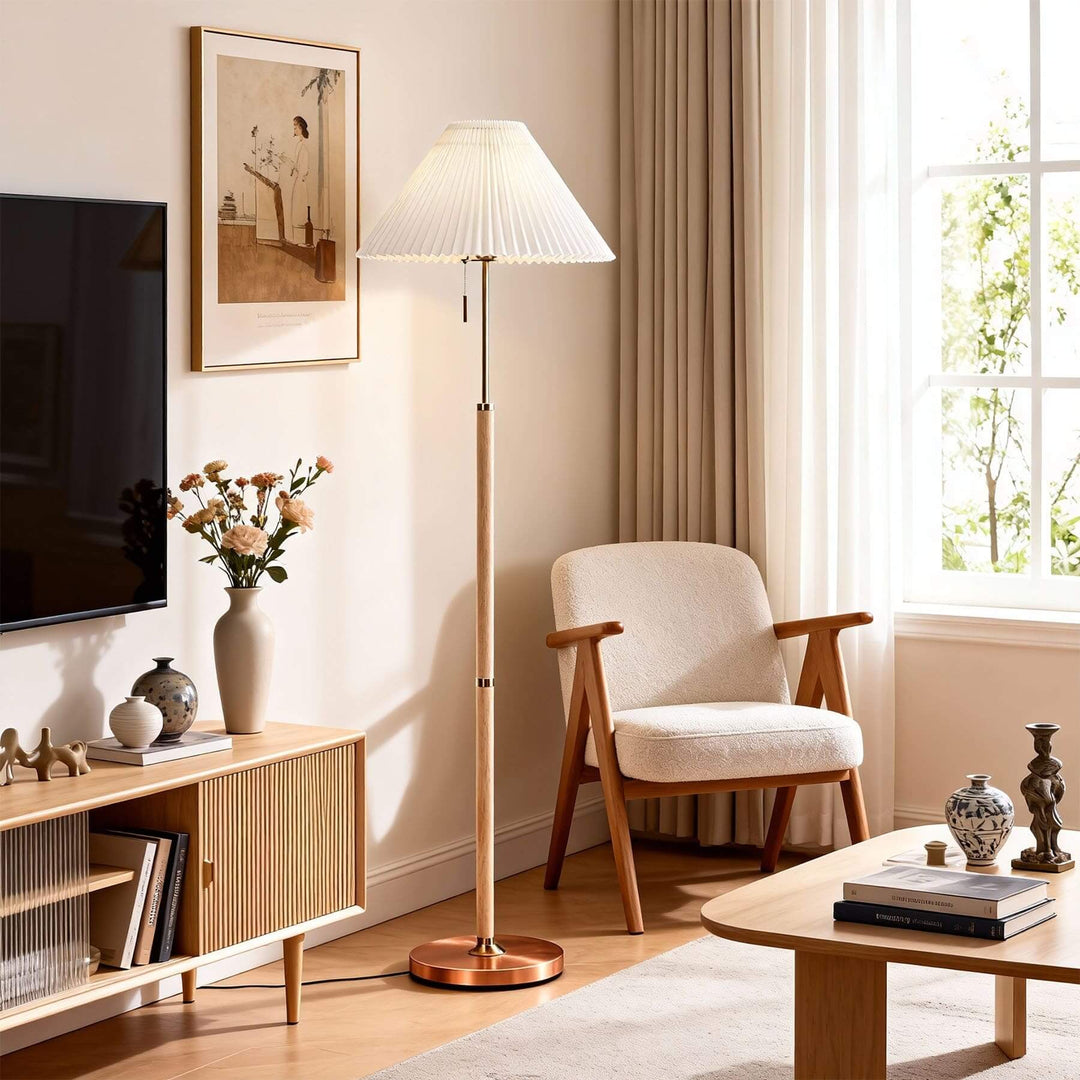 Karexa Floor Lamp – American Retro Pleated Fabric
