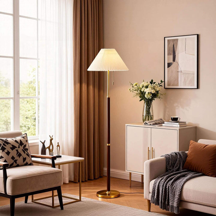 Karexa Floor Lamp – American Retro Pleated Fabric