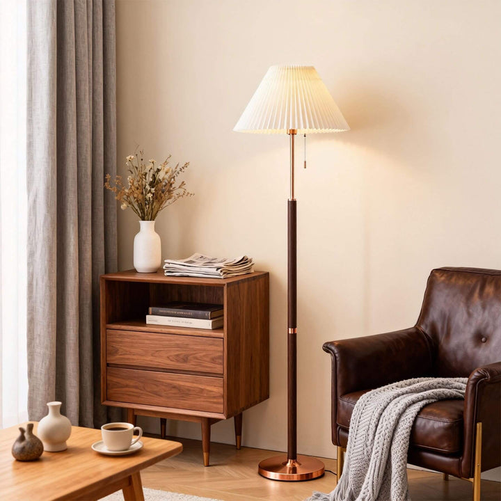 Karexa Floor Lamp – American Retro Pleated Fabric