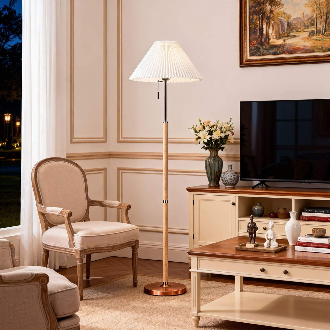 Karexa Floor Lamp – American Retro Pleated Fabric