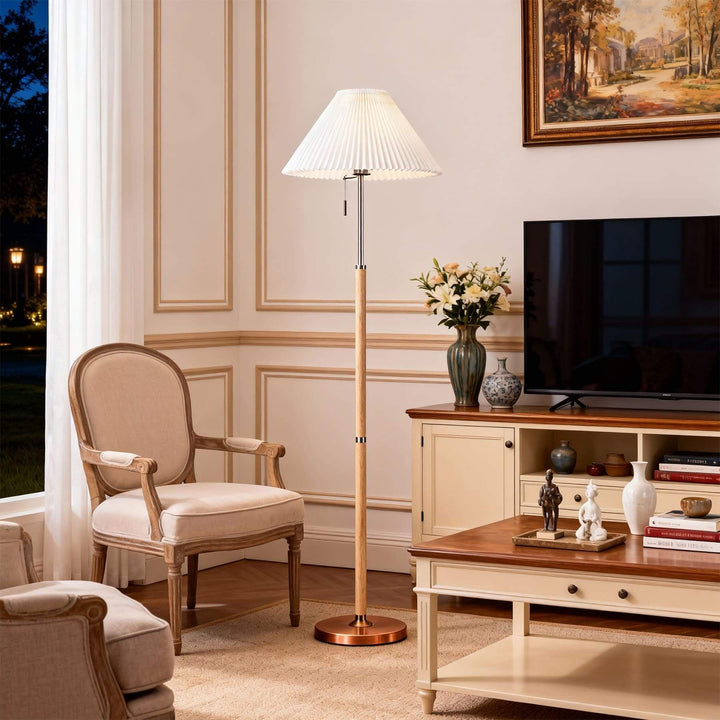 Karexa Floor Lamp – American Retro Pleated Fabric