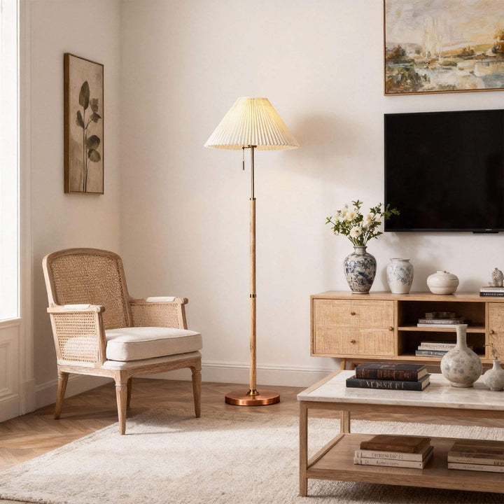Karexa Floor Lamp – American Retro Pleated Fabric