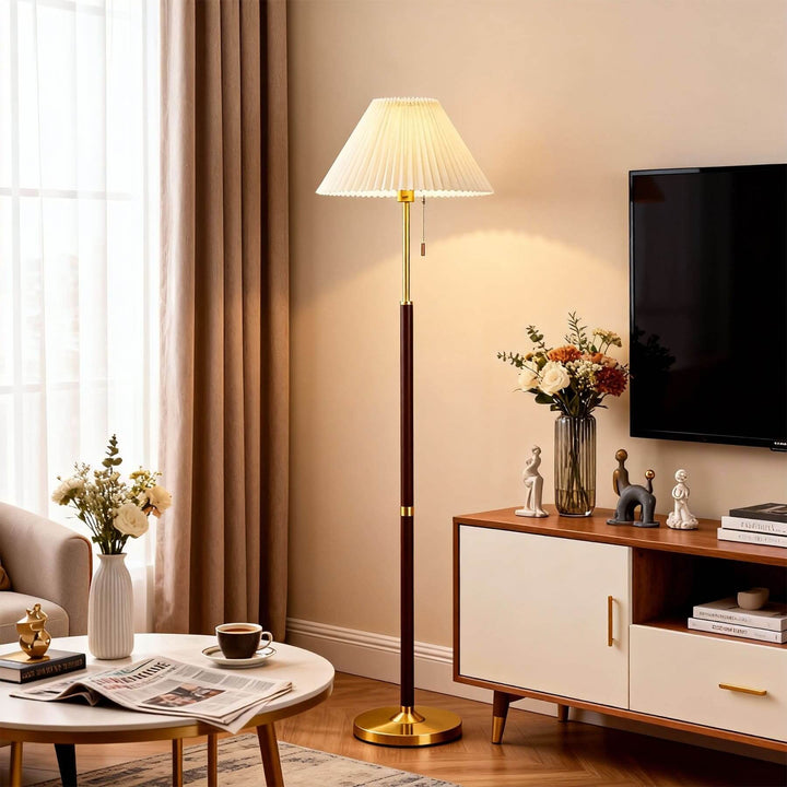 Karexa Floor Lamp – American Retro Pleated Fabric