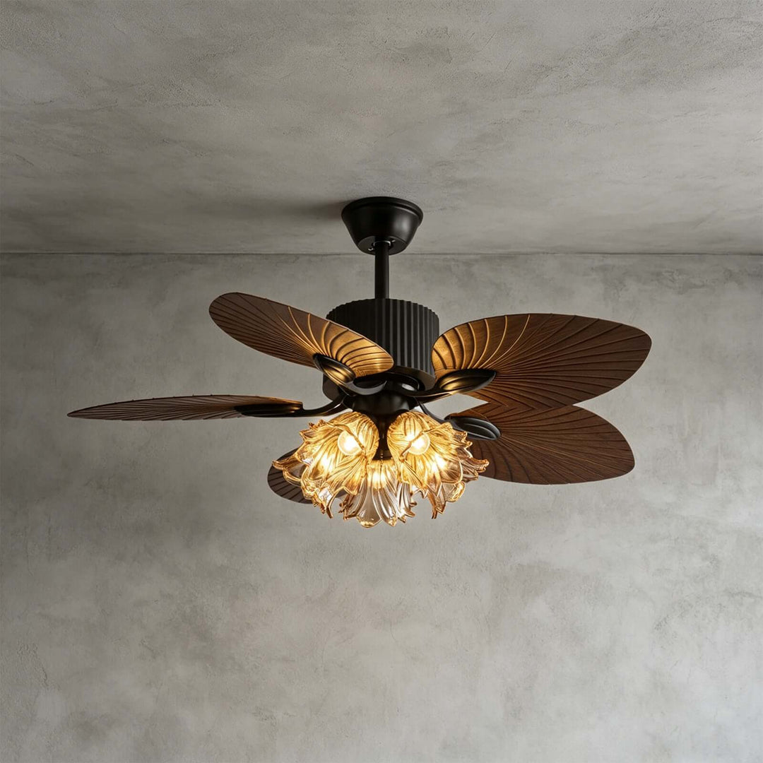 Klura Ceiling Fan Light A | French Vintage Glass Lamp
