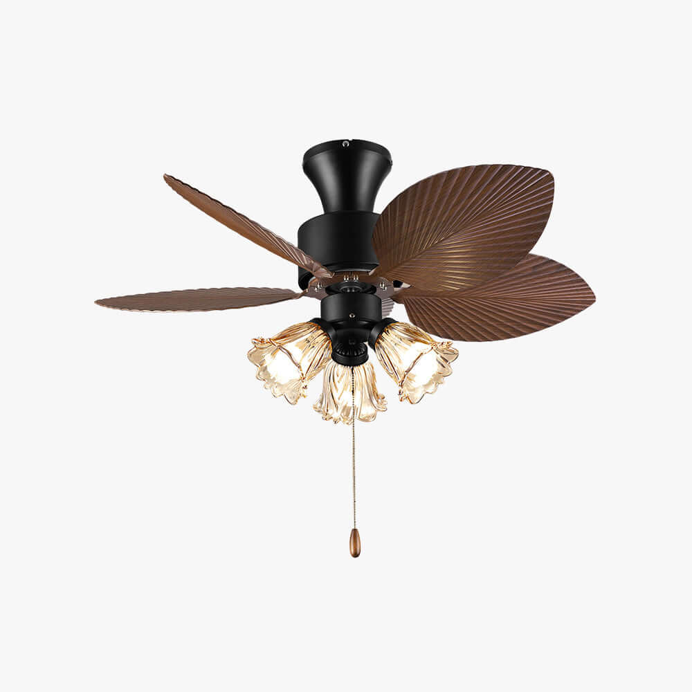 Klura Ceiling Fan Light B | French Vintage Glass Lamp