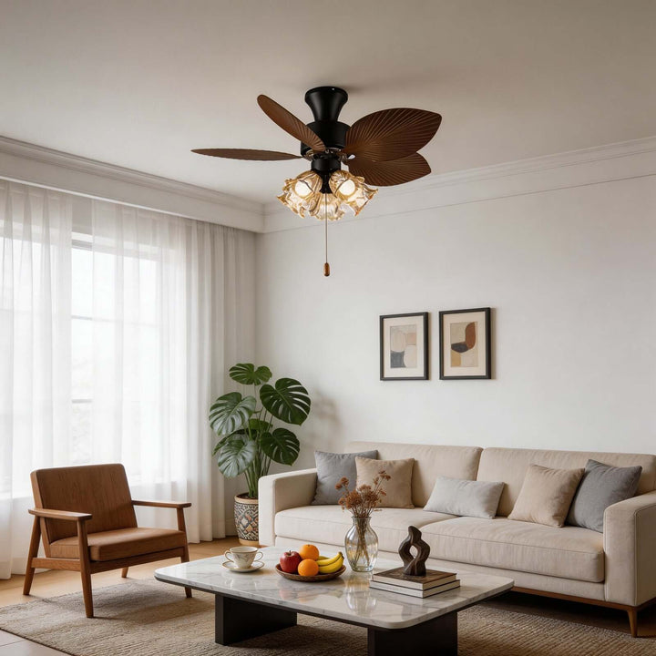 Klura Ceiling Fan Light B | French Vintage Glass Lamp