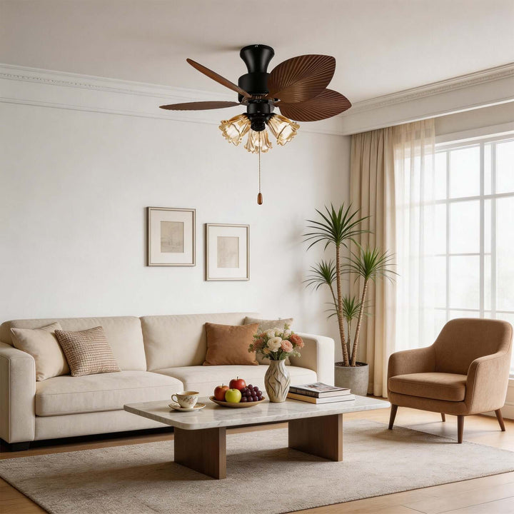 Klura Ceiling Fan Light B | French Vintage Glass Lamp