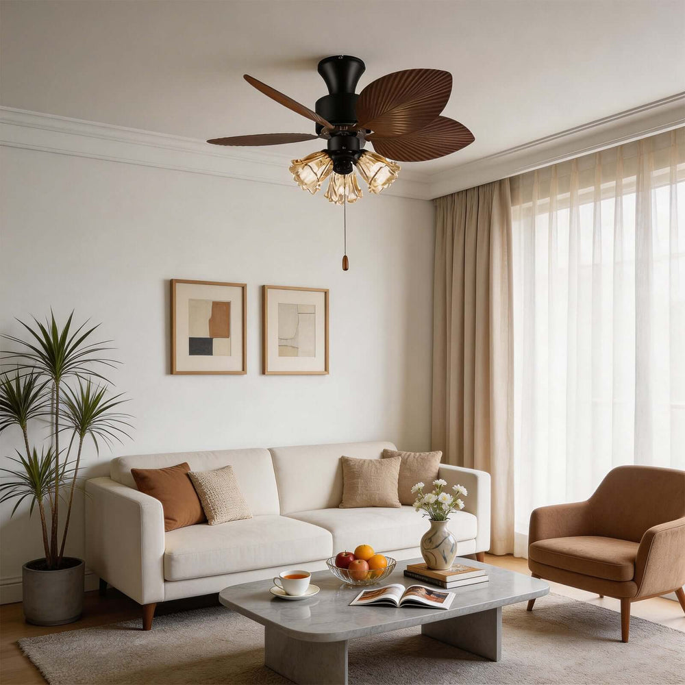 Klura Ceiling Fan Light B | French Vintage Glass Lamp