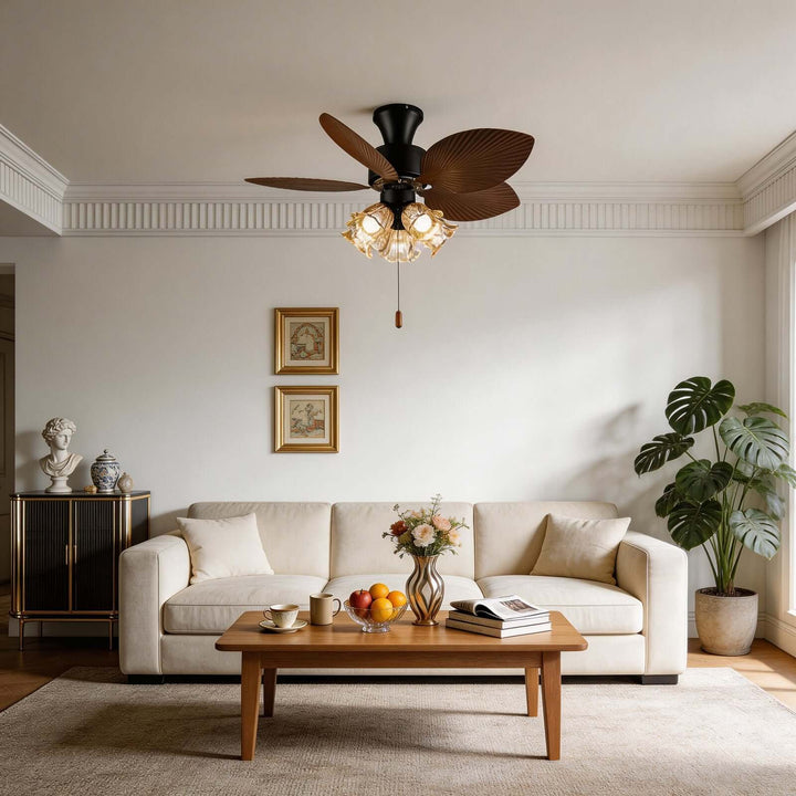 Klura Ceiling Fan Light B | French Vintage Glass Lamp