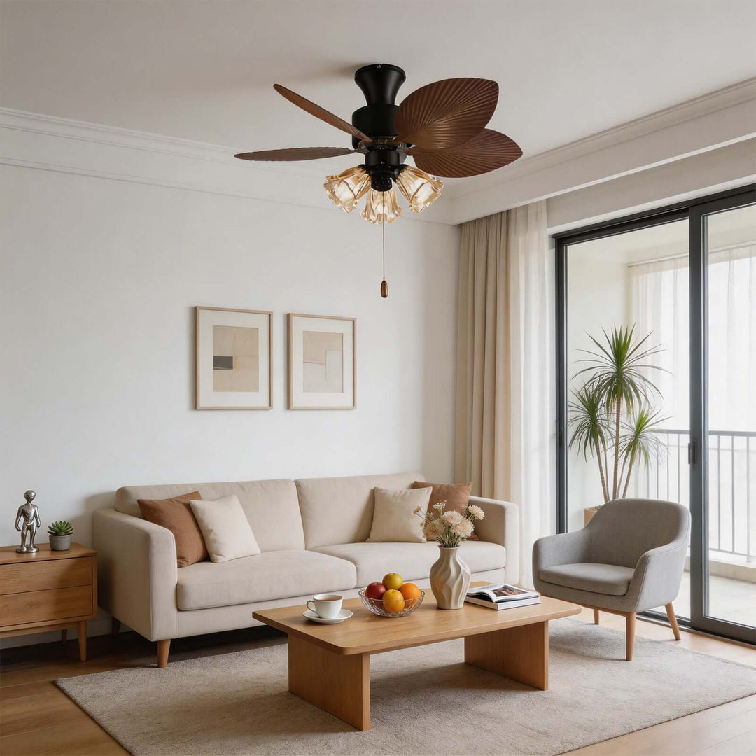 Klura Ceiling Fan Light B | French Vintage Glass Lamp