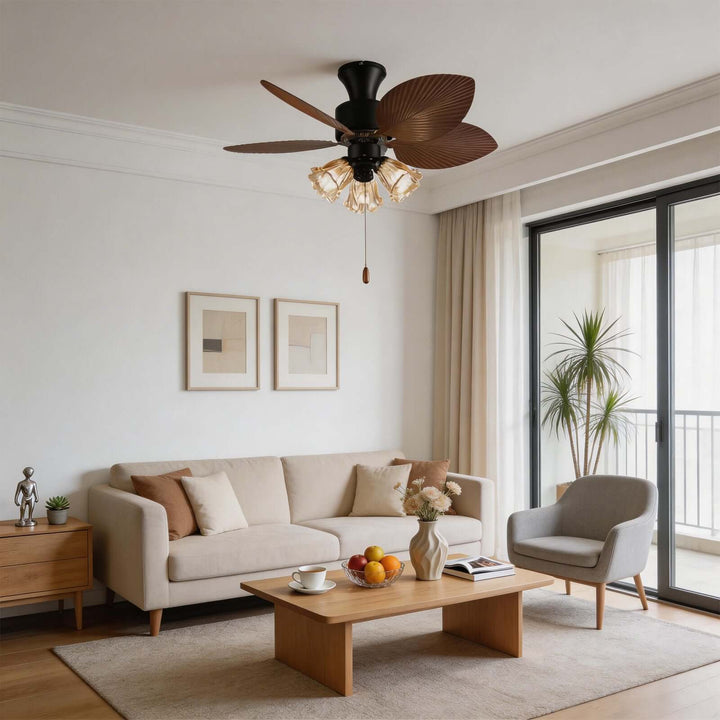 Klura Ceiling Fan Light B | French Vintage Glass Lamp