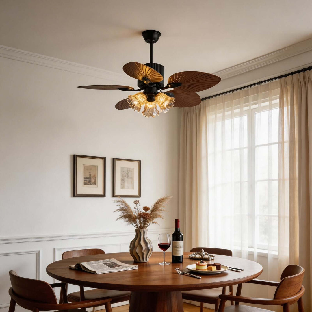 Klura Ceiling Fan Light A | French Vintage Glass Lamp
