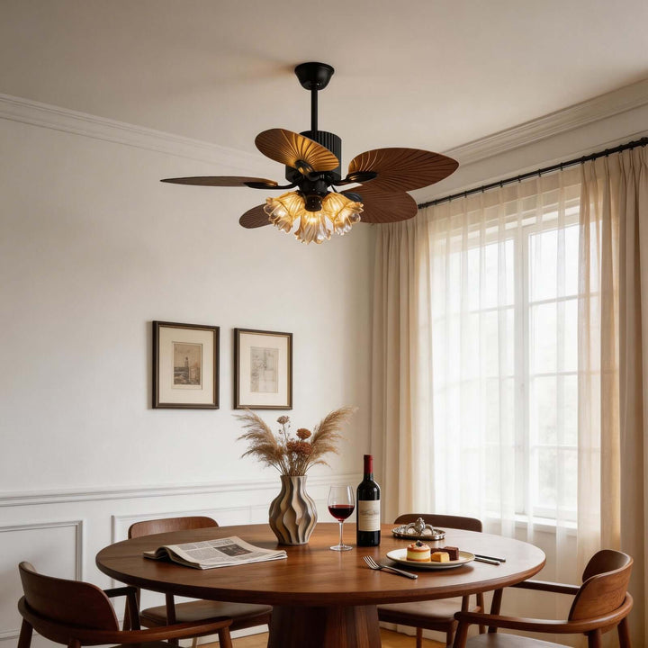 Klura Ceiling Fan Light A | French Vintage Glass Lamp